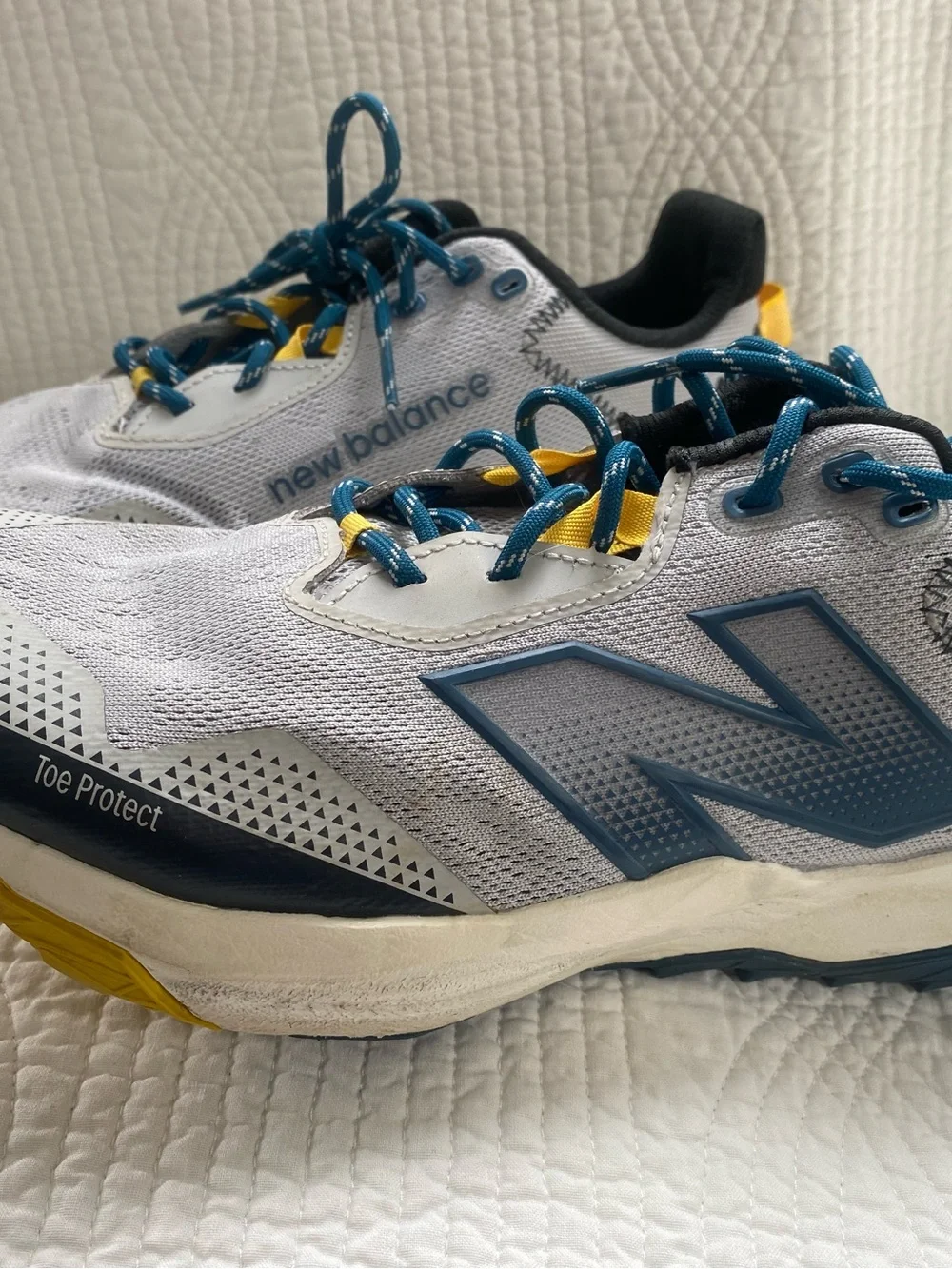 New Balance Men’s White, Blue and Yellow Athletic Sneakers